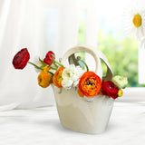 Maxbell Ceramic Vase Creative Decorative Handbag Vase for Office Table Dinning Table White