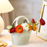 Maxbell Ceramic Vase Creative Decorative Handbag Vase for Office Table Dinning Table White