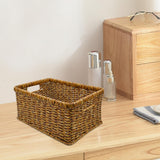 Maxbell Rattan Basket Decorative Hand Woven Bread Basket for Kitchen Shelf Household Dark 34x24x14cm