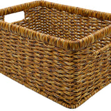 Maxbell Rattan Basket Decorative Hand Woven Bread Basket for Kitchen Shelf Household Dark 34x24x14cm