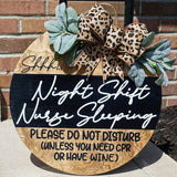 Maxbell Wooden Wreath Front Door 30cm Indoors Outside Night Shift Nurse Welcome Sign