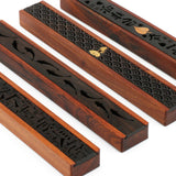 Maxbell Wooden Incense Burner Holder Home Decor Office SPA Incense Stick Box Storage Letters Lid