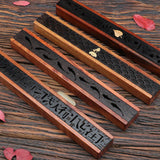 Maxbell Wooden Incense Burner Holder Home Decor Office SPA Incense Stick Box Storage Letters Lid