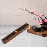 Maxbell Wooden Incense Burner Holder Home Decor Office SPA Incense Stick Box Storage Leaves Lid