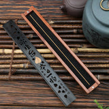 Maxbell Wooden Incense Burner Holder Home Decor Office SPA Incense Stick Box Storage Leaves Lid