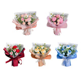 Maxbell Completed Crochet Flower Bouquet Artificial Flowers for Anniversary Birthday Light Pink
