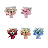 Maxbell Completed Crochet Flower Bouquet Artificial Flowers for Anniversary Birthday Light Pink