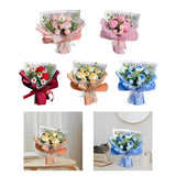 Maxbell Completed Crochet Flower Bouquet Artificial Flowers for Anniversary Birthday Light Pink