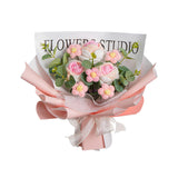 Maxbell Completed Crochet Flower Bouquet Artificial Flowers for Anniversary Birthday Light Pink