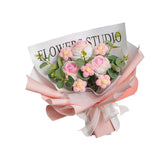 Maxbell Completed Crochet Flower Bouquet Artificial Flowers for Anniversary Birthday Light Pink