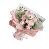 Maxbell Completed Crochet Flower Bouquet Artificial Flowers for Anniversary Birthday Light Pink
