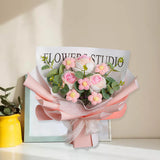 Maxbell Completed Crochet Flower Bouquet Artificial Flowers for Anniversary Birthday Light Pink