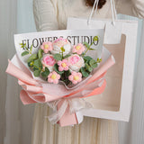 Maxbell Completed Crochet Flower Bouquet Artificial Flowers for Anniversary Birthday Light Pink