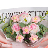 Maxbell Completed Crochet Flower Bouquet Artificial Flowers for Anniversary Birthday Light Pink