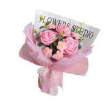 Maxbell Completed Crochet Flower Bouquet Artificial Flowers for Anniversary Birthday Pink