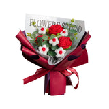 Maxbell Completed Crochet Flower Bouquet Artificial Flowers for Anniversary Birthday Red