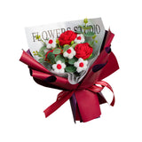 Maxbell Completed Crochet Flower Bouquet Artificial Flowers for Anniversary Birthday Red