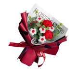 Maxbell Completed Crochet Flower Bouquet Artificial Flowers for Anniversary Birthday Red