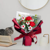 Maxbell Completed Crochet Flower Bouquet Artificial Flowers for Anniversary Birthday Red
