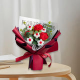 Maxbell Completed Crochet Flower Bouquet Artificial Flowers for Anniversary Birthday Red