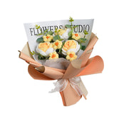 Maxbell Completed Crochet Flower Bouquet Artificial Flowers for Anniversary Birthday Yellow