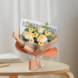 Maxbell Completed Crochet Flower Bouquet Artificial Flowers for Anniversary Birthday Yellow