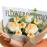 Maxbell Completed Crochet Flower Bouquet Artificial Flowers for Anniversary Birthday Yellow