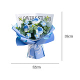 Maxbell Completed Crochet Flower Bouquet Artificial Flowers for Anniversary Birthday Blue