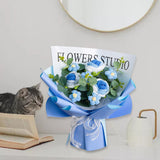 Maxbell Completed Crochet Flower Bouquet Artificial Flowers for Anniversary Birthday Blue