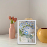Maxbell Crochet Flower Bouquet Photo Frame Crocheted Yarn for Party Dining Room Blue