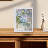 Maxbell Crochet Flower Bouquet Photo Frame Crocheted Yarn for Party Dining Room Blue