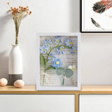 Maxbell Crochet Flower Bouquet Photo Frame Crocheted Yarn for Party Dining Room Blue