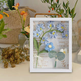 Maxbell Crochet Flower Bouquet Photo Frame Crocheted Yarn for Party Dining Room Blue