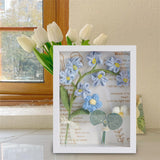 Maxbell Crochet Flower Bouquet Photo Frame Crocheted Yarn for Party Dining Room Blue