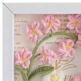 Maxbell Crochet Flower Bouquet Photo Frame Crocheted Yarn for Party Dining Room Pink