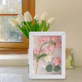 Maxbell Crochet Flower Bouquet Photo Frame Crocheted Yarn for Party Dining Room Pink