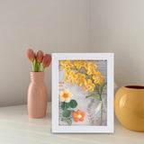 Maxbell Crochet Flower Bouquet Photo Frame Crocheted Yarn for Party Dining Room Yellow