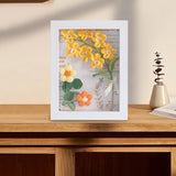 Maxbell Crochet Flower Bouquet Photo Frame Crocheted Yarn for Party Dining Room Yellow