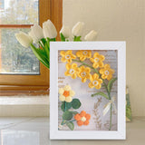 Maxbell Crochet Flower Bouquet Photo Frame Crocheted Yarn for Party Dining Room Yellow