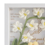 Maxbell Crochet Flower Bouquet Photo Frame Crocheted Yarn for Party Dining Room White