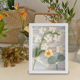 Maxbell Crochet Flower Bouquet Photo Frame Crocheted Yarn for Party Dining Room White