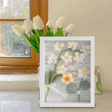 Maxbell Crochet Flower Bouquet Photo Frame Crocheted Yarn for Party Dining Room White