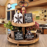 Maxbell 4x Farmhouse Tiered Tray Decoration Set Dining Room Bedroom Home Wooden Sign