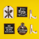 Maxbell 4x Farmhouse Tiered Tray Decoration Set Dining Room Bedroom Home Wooden Sign