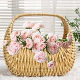 Maxbell Flower Basket Decor Decorative Woven Basket for Bedroom Living Room Ceremony Beige
