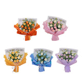Maxbell Crochet Flowers Bouquet Durable Crochet Bouquet for Cafe Anniversary Holiday Orange