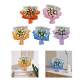 Maxbell Crochet Flowers Bouquet Durable Crochet Bouquet for Cafe Anniversary Holiday Orange