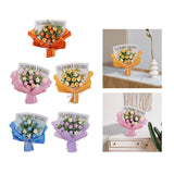 Maxbell Crochet Flowers Bouquet Durable Crochet Bouquet for Cafe Anniversary Holiday Orange