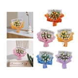 Maxbell Crochet Flowers Bouquet Durable Crochet Bouquet for Cafe Anniversary Holiday Orange