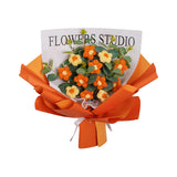 Maxbell Crochet Flowers Bouquet Durable Crochet Bouquet for Cafe Anniversary Holiday Orange